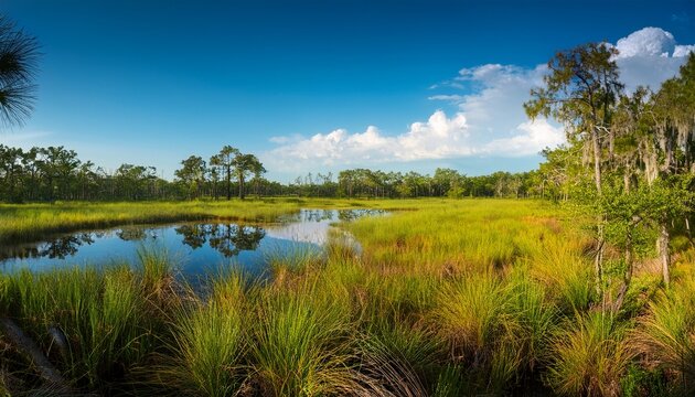 a sunny summer day at paynes prairie in gainesville florida