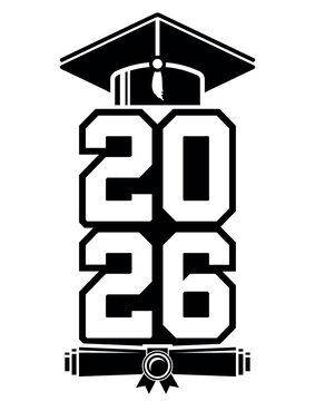 Lettering Class of 2026 for greeting, invitation card. Text for graduation design, congratulation event, T-shirt, party, high school or college graduate. Illustration, vector on transparent background