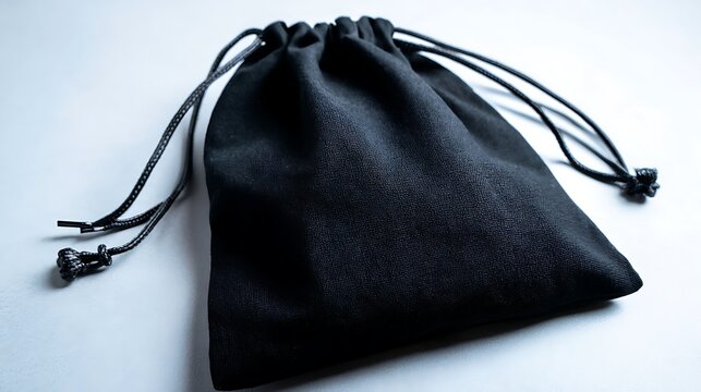 Black Drawstring Bag Mockup / 黒い巾着袋のモックアップ