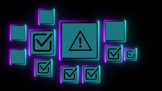Error warning concept on the black background. Warning system for notification error and maintenance. Motion graphics of Incident, risk, contingency management. 4k video animation.