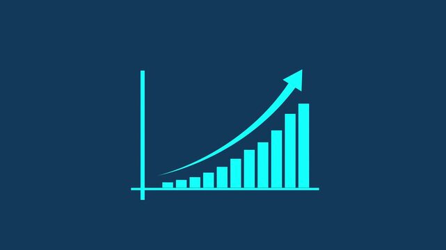Business growth concept in graph chart showing marketing sales profit increasing to future target. business graph success animation arrow on transparent background. animation 4k video