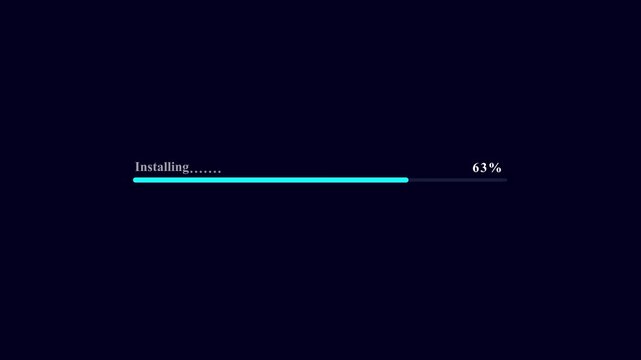 Abstract loading icon. installing process bar, 0 to 100 percent. animation blue background