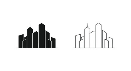 Fototapeta premium Modern Skyline Vector Icons & Buildings Graphic Design Vector
