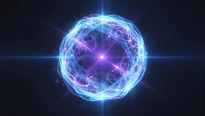 Obraz premium Glowing Energy Sphere Floating in Dark Space
