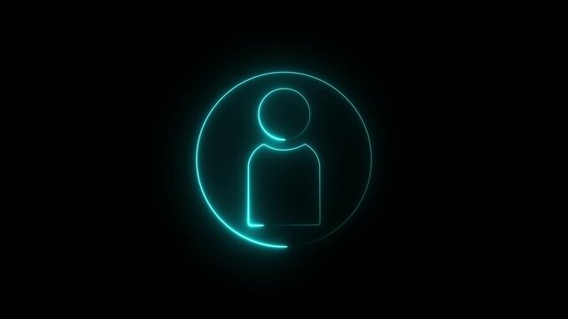 Abstract neon glowing new user icon,contract icon animation on background. Motion graphics of concept. animation