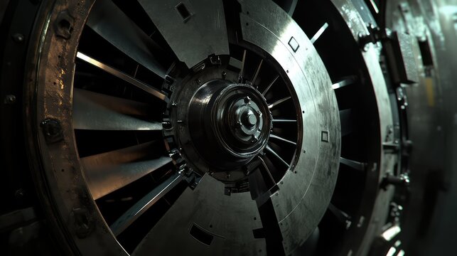 Industrial jet turbine engine showing mechanical precision and engineering