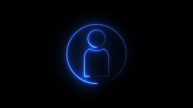 Abstract neon glowing new user icon,contract icon animation on background. Motion graphics of concept. animation