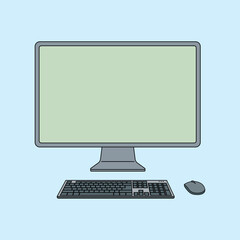 Fototapeta premium Modern desktop computer setup with blank screen on light background