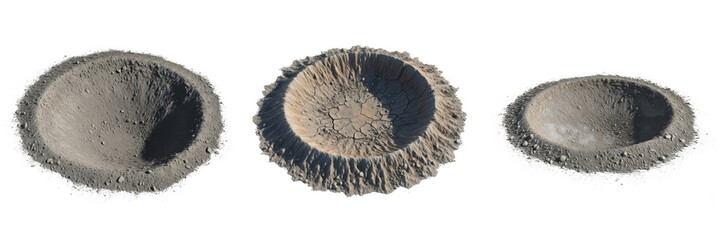Large Impact Crater in Earth Isolated on White Background for Space Science Geology Research and Landscape Background Concept © JFK KOO!