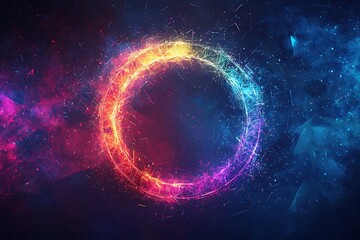 Fototapeta premium Vibrant spiral galaxy with colorful cosmic dust and stars