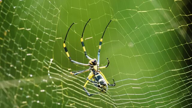 Portrait of a Golden orb web spider (Trichonephila inaurata), South Africa. 