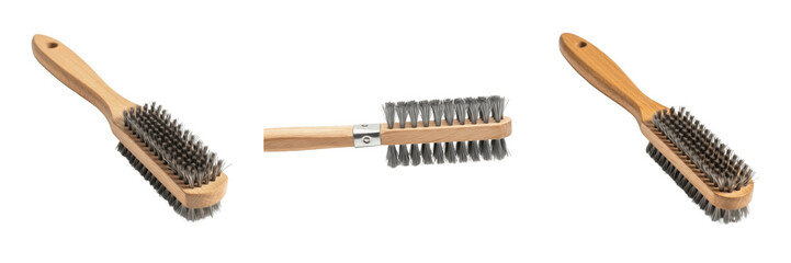 Fototapeta premium Traditional Wooden Bottle Cleaning Brush Isolated on White Background Kitchen Utility Tool Hardware Realistic 3D Render High Quality Transparent PNG Graphic Design Element Set