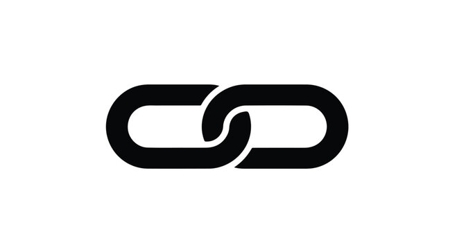 Simple chain link icon for digital hyperlinks and URL connections