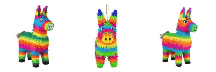 Cute Standing Llama Pinata Isolated on White Background Birthday Party Celebration Kid Toy Decor Realistic 3D Render High Quality Transparent PNG Graphic Design Element Image Set © QUO YEAT