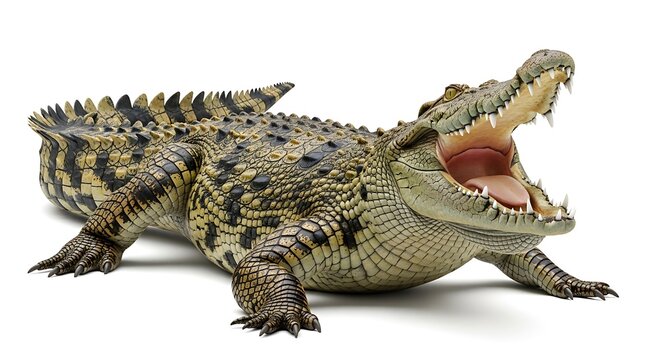 Wild crocodile showing powerful jaws close up