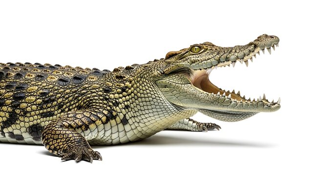 Dangerous crocodile isolated on white background
