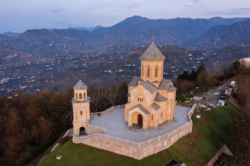 Fototapeta premium Holy Trinity Church, Sameba, Batumi Georgia, aerial drone view