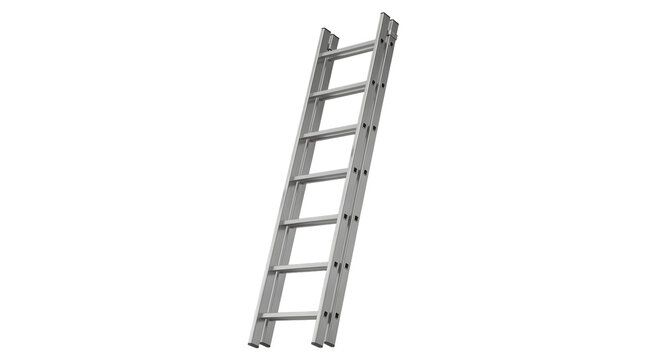 Modern aluminum extension ladder isolated on transparent background