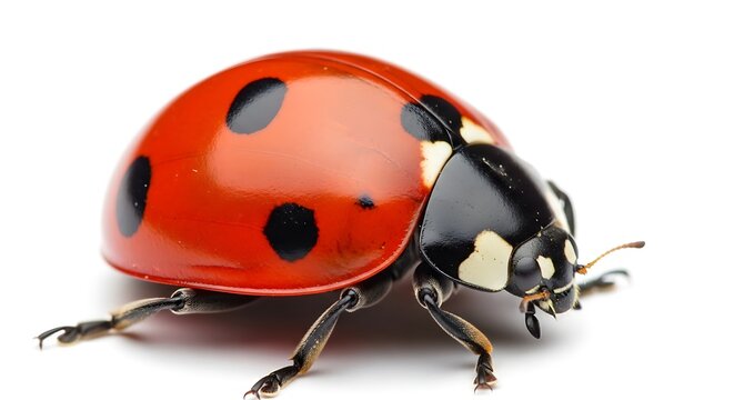 Close up of red ladybug with black spots