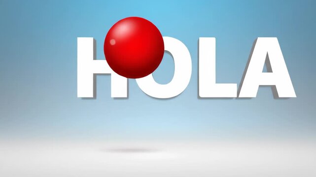 Cute Red Ball Character Saying Hola with H2O Background.
