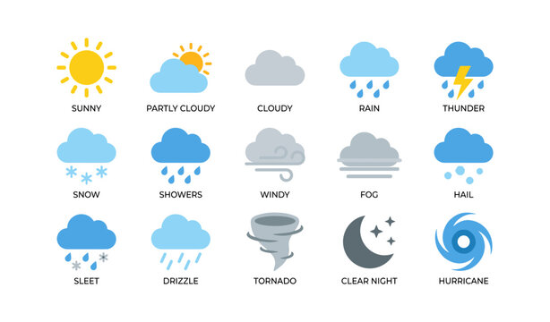 Weather condition icons displayed in grid on white background