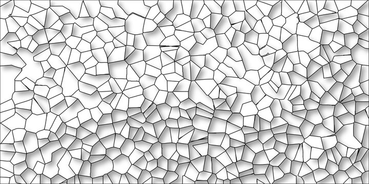 Textured abstract geometric mosaic with a dense arrangement of irregular polygon shapes and gentle shadow play on a white background suitable for modern graphic design and artistic backgrounds