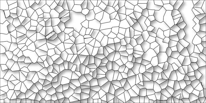 Detailed abstract geometric mosaic pattern with irregular polygon shapes and soft shadow effects on a white background offering a versatile textured surface for graphic design and digital art