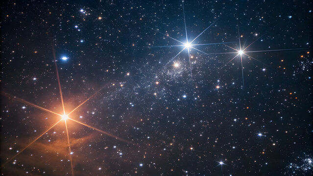 Close up hyper realistic view of stars in deep space