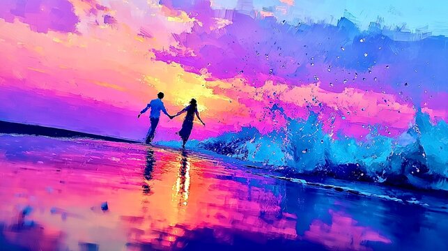 幻想の波と夕空を駆ける恋人たち