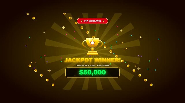 A dynamic Sports Betting Interface showcasing a rapid jackpot win animation with gold coins bursting and a digital counter climbing to fifty thousand dollars