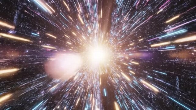 Tunnel of Light and Speed: An awe-inspiring perspective of a tunnel with light streaking at hyper velocity, creating an illusion of traveling through space and time