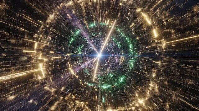 Digital Network: An eye-level shot captures a digital network, showcasing the convergence of lines and points as they radiate outward.