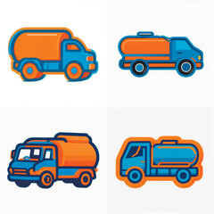 Obraz premium Colorful truck icons in a flat design style on a white background 