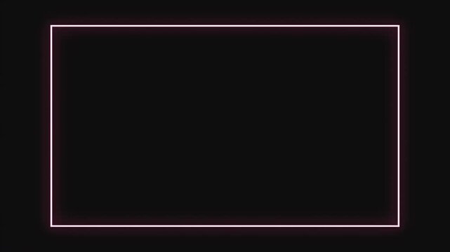 Minimalist pink neon rectangular frame glows with a soft light to create a futuristic border for video projects