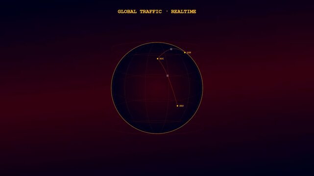 An advanced Realtime Observability Dashboard depicting a rotating holographic globe where luminous golden data streams visualize intricate worldwide network traffic across a cinematic dark abyss