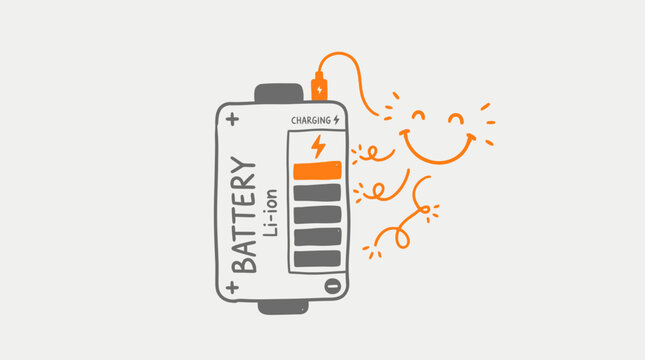 A lithium battery sparks electricity with orange arcs flying out.
