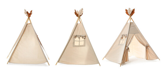 Cute wigwam for children isolated on white, set © New Africa