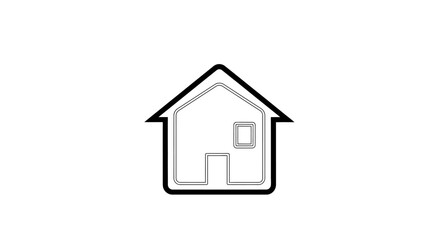 Fototapeta premium Minimalist house outline icon, simple dwelling symbol, home pictogram for user interface design and web graphics