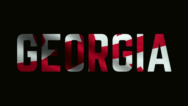 Animated letters of Georgia, with Georgia waving flag background.