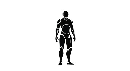 Fototapeta premium Black silhouette of a futuristic humanoid robot standing