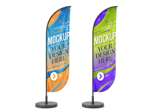 Feather Flag Banners Displayed Mockup