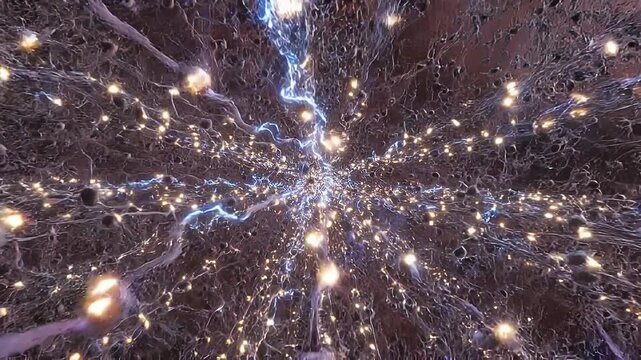 Microscopic animation of neurons firing in the human brain