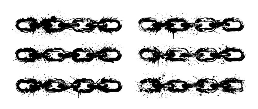 chain , Grunge brush distressed paint splatter vector set 