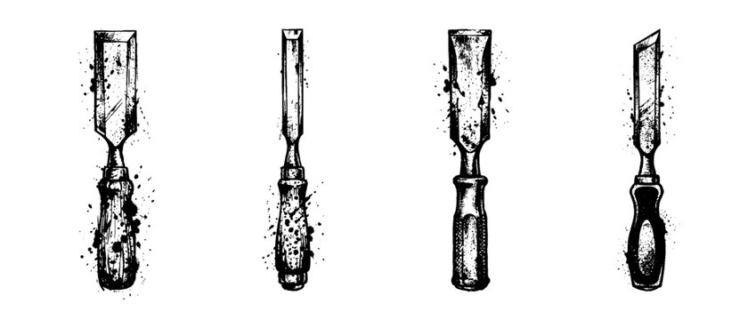 chisel , Grunge brush distressed paint splatter vector set 