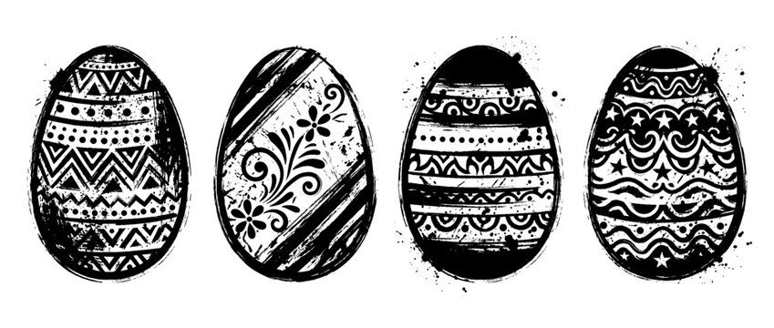 easter egg , Grunge brush distressed paint splatter vector set 