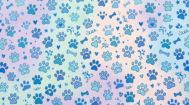 Colorful animal paw print pattern.