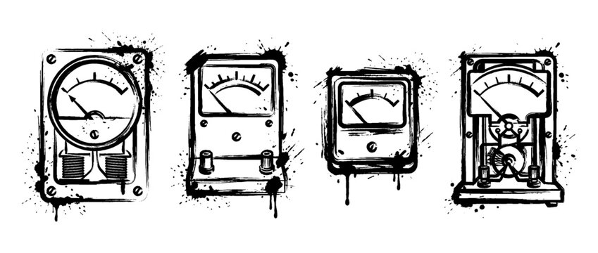 galvanometer , Grunge brush distressed paint splatter vector set 