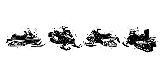 Obraz premium snowmobile , Grunge brush distressed paint splatter vector set 