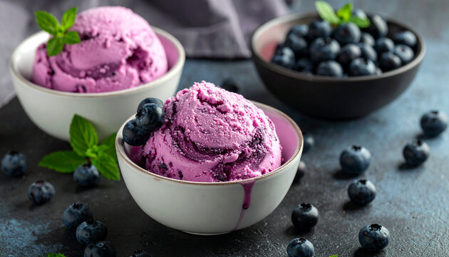 Blueberry ice cream with blueberry compote swirl
