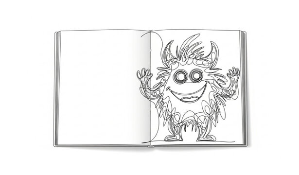 Minimalist scribble monster vector in sketchbook with chaotic hand-drawn style for playful and whimsical illustrations